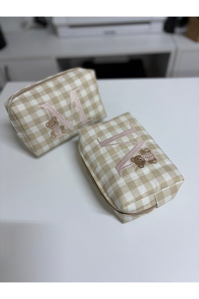 Pearl Teks Pink Letter Embroidered Organizer Bag