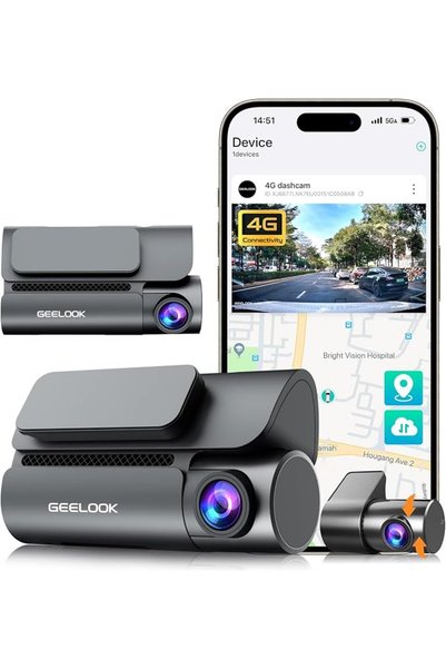 GEELOOK كاميرا سيارة أمامية وخلفية بدقة 2K، 1440P+1080P، كاميرا لوحة القيادة ...