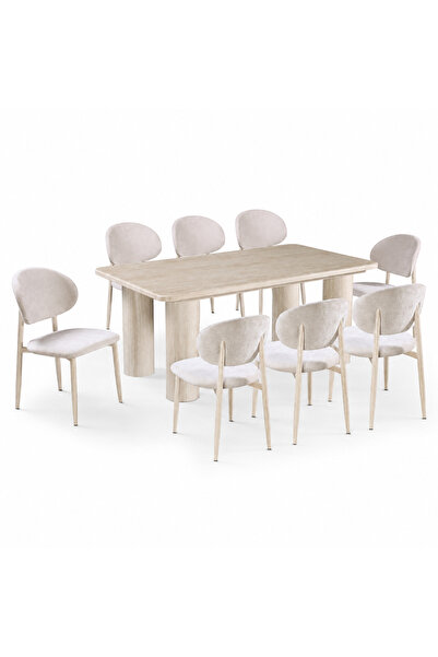 PRIME STYLE Marble dining table with 8 chairs