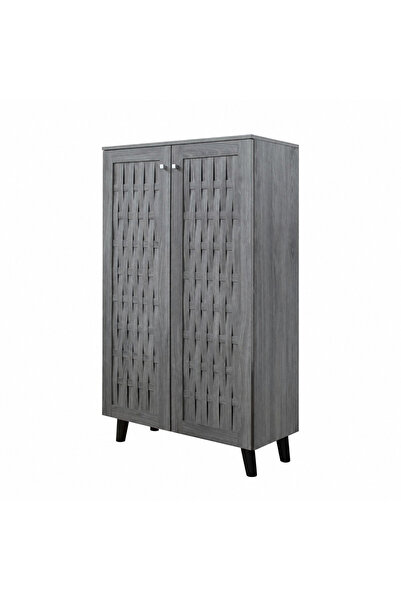 PRIME STYLE دولاب أحذية ببابين بتصميم ماليزي باللون الرمادي