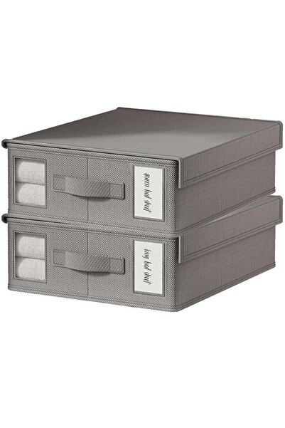 Arabest Foldable Bed Sheet Organizers and Storage,2-Piece Grey Linen Closet S...