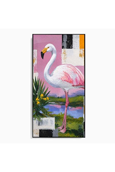 Luxcanva Tablou Canvas Flamingo Exotic 50x100 cm cu Rama Negru Flamingo Natur...