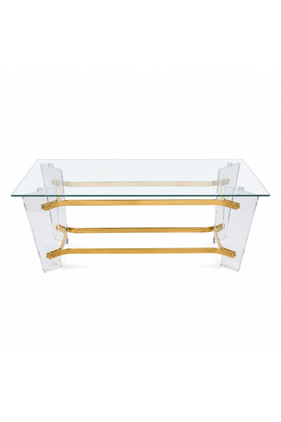 PRIME STYLE Acrylic Glass Gold Tea Table