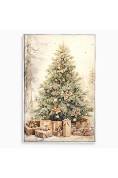 Luxcanva Tablou Canvas Daruri Sub Brad 80x120 cm cu Rama Argintiu Copilarie C...