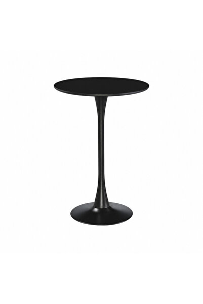 PRIME STYLE طاولة مقهى خشبية دائرية مقاس 70 × 70 سم باللون الأسود