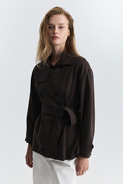 Antioch High Collar Double Breasted Belted Jacket
