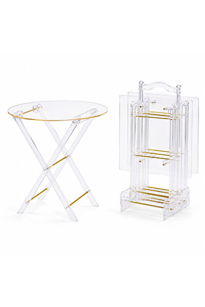 PRIME STYLE طقم طاولات شنطة أكريليك 1+4 ذهبي