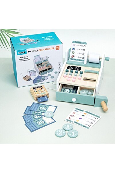 aistoys Casă de marcat din lemn pentru învățarea educației financiare și a ge...