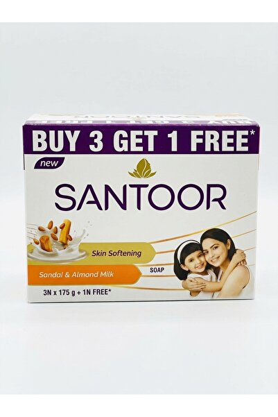 santoor Skin Softening Sandal & Almond milk Soap 175g | Pack of 4
