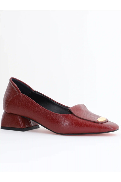 Nicoletta Pantofi de damă casual cu toc mic realizați din piele ecologică bordo