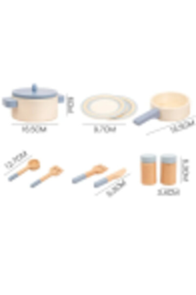 aistoys Set de gătit din lemn, oale și ustensile de bucătărie, 3 ani +