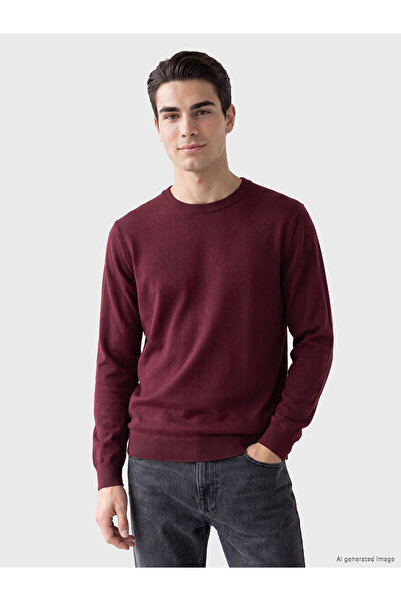 LC Waikiki Lcwaikiki Classic Claret Red Crew Neck Men's Knitwear Sweater