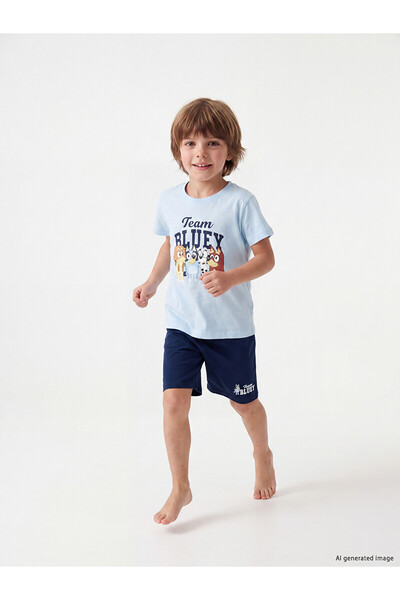 LC Waikiki Lcw Kids Blue Bluey Printed Boys' Pajama Set