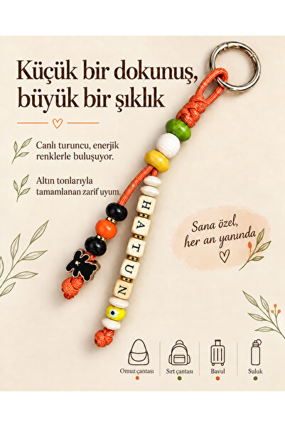 Genel Markalar İsme Özel El Yapımı Nazar Boncuklu Çanta Aksesuarı – Charm - A...
