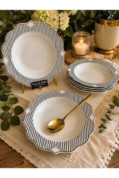 CASA DE BELLA 6 KİŞİLİK GOLD YALDIZLI YEMEK TABAĞI 21CM