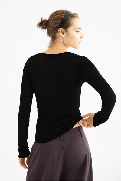 Stradivarius Basic yün ipek bisiklet yaka kazak