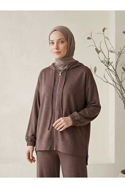 Lunsera Store Women's Pique Fabric Hooded Zippered Tracksuit Set Oversize Com...