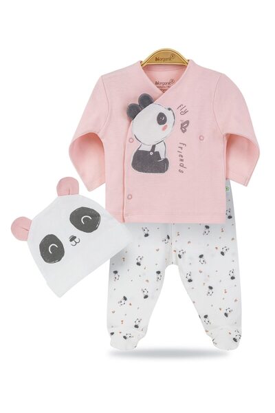 Biorganic Φόρμα βρεφική με κλειστό πόδι Cute Panda - Ροζ
