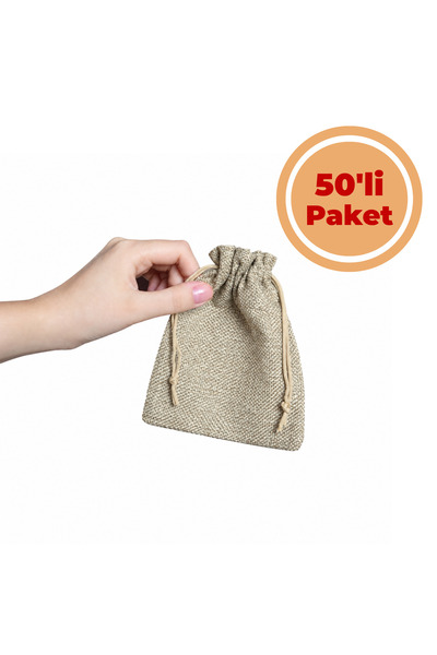 Renk İthalat Çuval Kese 12x15 cm 50'li Paket Jüt Hasır Lavanta Sabun Kına Çer...