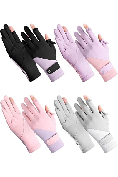 KASTWAVE 4 Pairs Women’s UV Protection Touchscreen Gloves, Full Finger Sunblo...