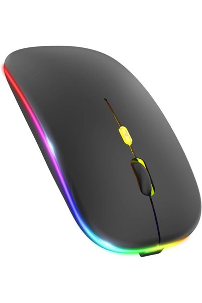 Umiwin ماوس لاسلكي صامت مزود بإضاءة LED - نحيف وقابل للحمل مع منفذي USB ومستق...