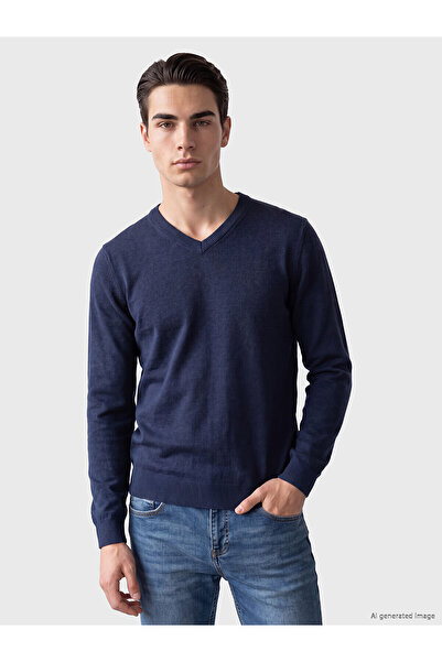 LC Waikiki Lcwaikiki Classic Blue V-Neck Men's Knit Sweater