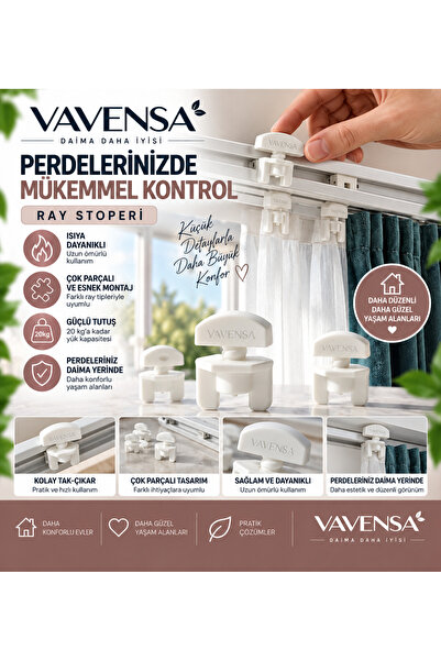 VAVENSA Perde Stoperi Korniş Kilidi Perde Rayı Sonlandırıcı Stop Aparatı 4 adet