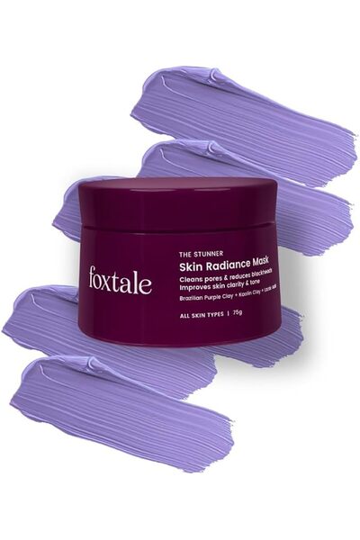 Foxtale De-Tan Skin Radiance Mask, With Lactic Acid, Brazilian Purple Clay & ...
