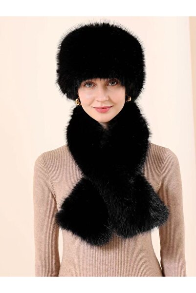 Vemod Trend Winter Eskimo Russian Slavic Style Faux Fur Plush Cloak Scarf Set