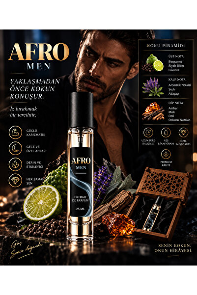 Genel Markalar AFRO Men Erkek Parfümü 25 ML Extrait de Parfum Arzu ve Çekim M...