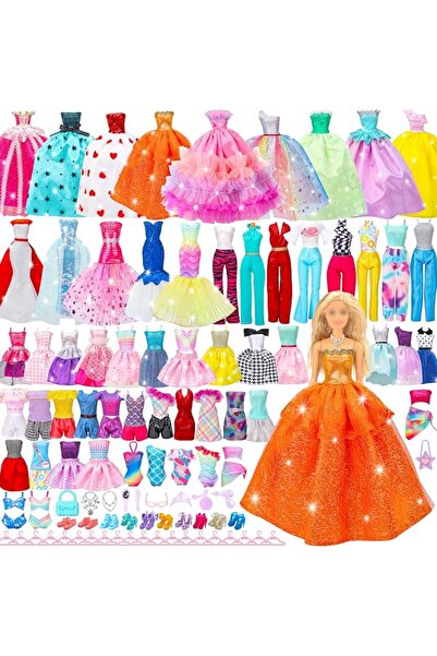 AZONEE 60 Pcs Doll Clothes and Accessories Kit, with Dresses, Evening Gowns, ...
