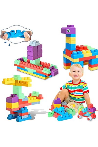 JOYZZZ مكعبات بناء مطاطية ناعمة، أقسام كبيرة قابلة للتكديس للأطفال الصغار، مر...