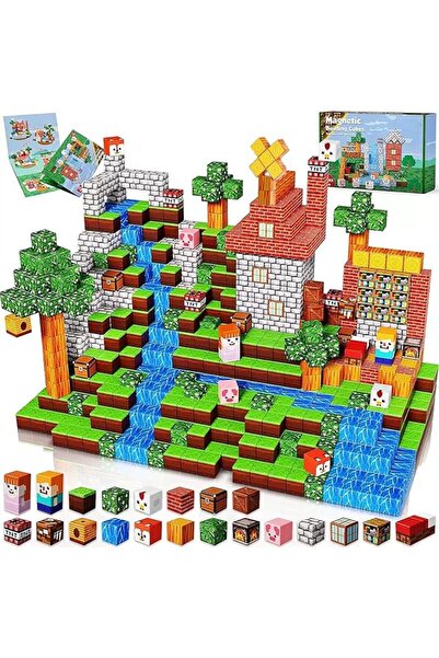 MOONMEN Magnetic Cubes For Kids, 100 Pieces, Mine Magnet World Magic Portal S...