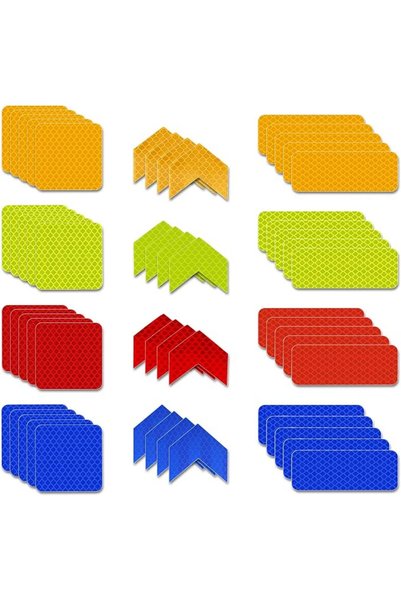 ALMEKAQUZ 128Pcs Safety Reflective Sticker, 3 Shapes Warning Reflective Stick...