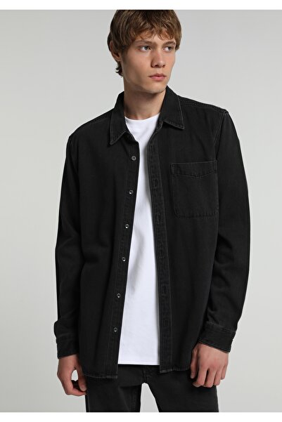 Colin's Regular Fit Klasik Yaka Düz Erkek Black Denim Uzun Kol Gömlek