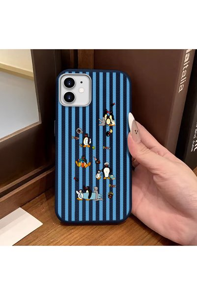 ucuc iPhone 12/12 Pro Compatible Blue Leather Textured Silicone Protects Came...