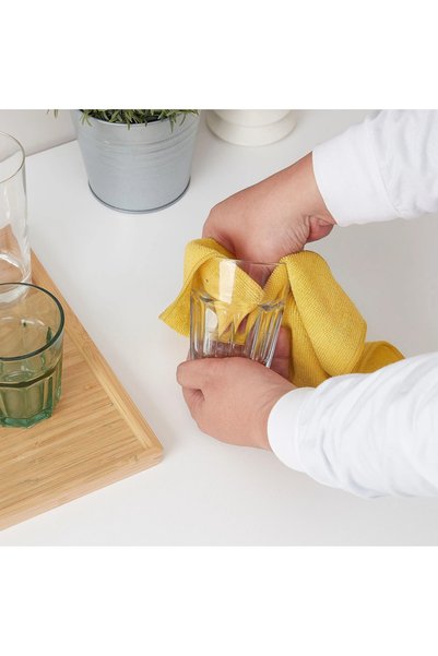 IKEA Set de curățenie PEPPRIG, lavetă din microfibră, multicoloră, 28x28 cm, 3 bucăți și perie de curățare PEPPRIG, verde, 2 bucăți