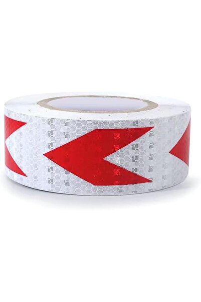 Tazweeq Reflective Red-White Safety Tape 5M x 5CM, Self-Adhesive High Visibil...