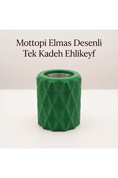 Mottopi Ehlikeyf Yeşil Elmas Desenli,1 Kadeh Yuvalı,Metal İç Hazneli,Termojel...