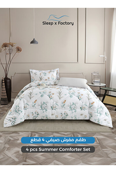 Sleep x Factory 4-Piece Reversible Double Sided Microfiber Comforter Set 140x...