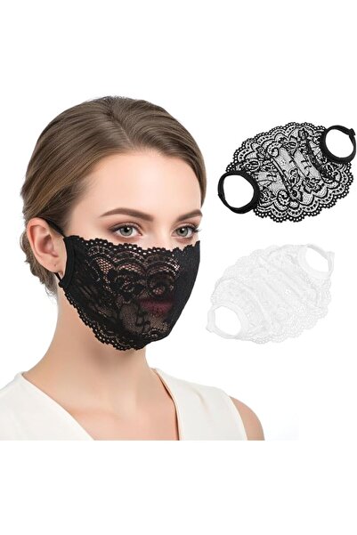 SYOSI 2 Pack Lace Face Masks for Women, Breathable & Comfortable Mesh Half Fa...