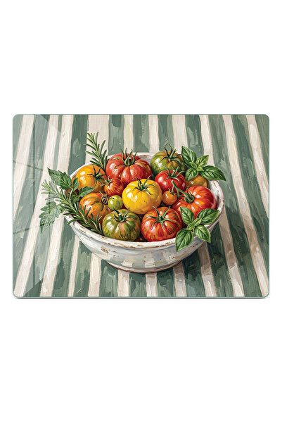 Decovetro Rustic Gouache Tomato Still Life Patterned Glass Cutting Board and ...