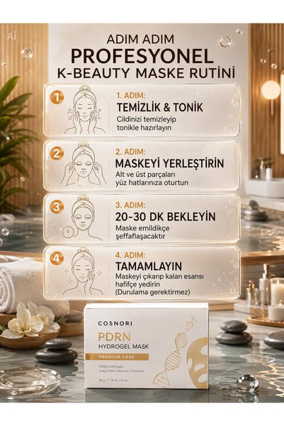 COSNORI Hydrogel Face Mask 4-Pack Ginseng Pdrn Anti-Blemish Glass Skin K-Beauty Korean Mask