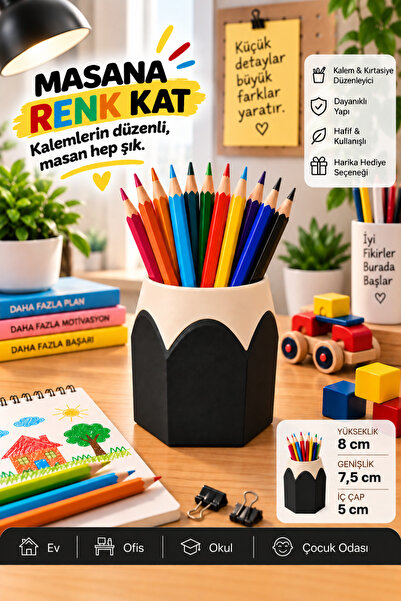 Kalemlik – Renkli Kurşun Kalem Tasarımlı, 3D Baskı - Kalem Kutusu