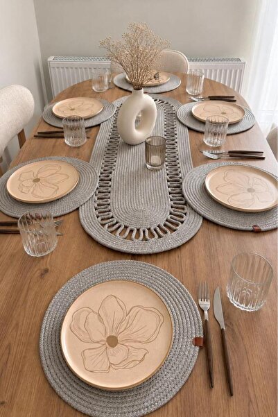 Çeyiz Diyarı Aura Luxury Round 7 Piece Dinner Set Cappucino