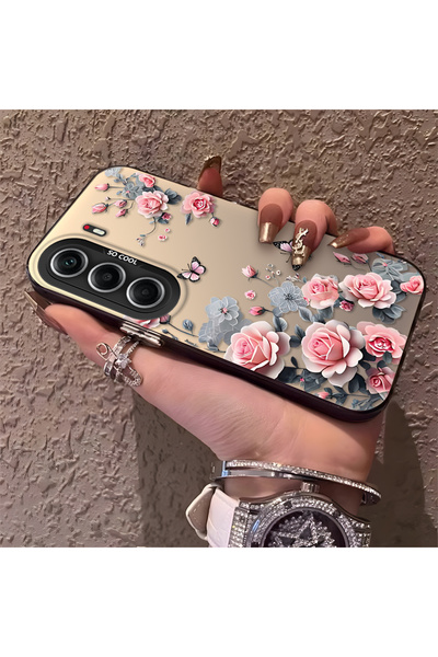 SLIMFELT Tecno Camon 40 Pro 5G Uyumlu Pembe Gül Kelebek Baskılı Kılıf, Tatlı ...