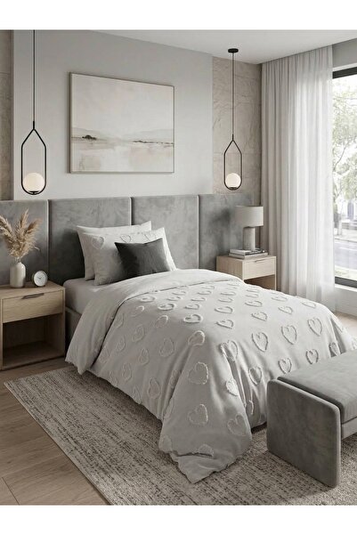 miar home perde tekstil Κάλυμμα Κρεβατιού Pure Love 2 Τεμαχίων για Μονό Κρεβάτι
