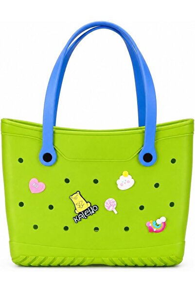 VELMORE 35×11×26cm cm EVA Rubber Beach Tote Bag with 5 Summer Charms | Waterp...
