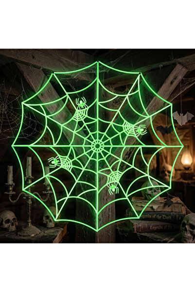 Alista Home Set of 4 phosphorescent Halloween spider webs for corners, 30 x 3...