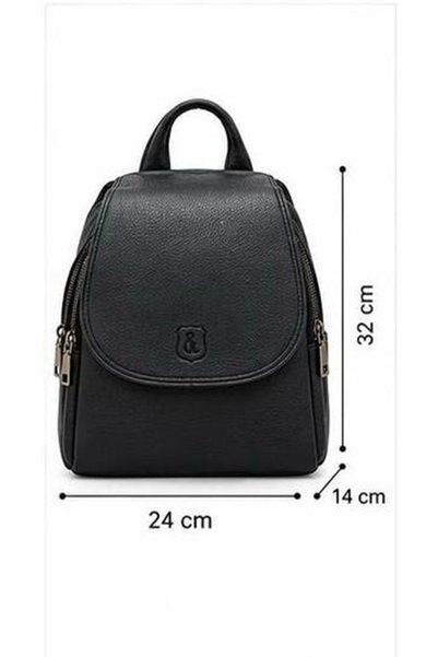 Generic Brand Zipper Detailed Leather Backpack, Convenient Multi-Compartment Soft Leather